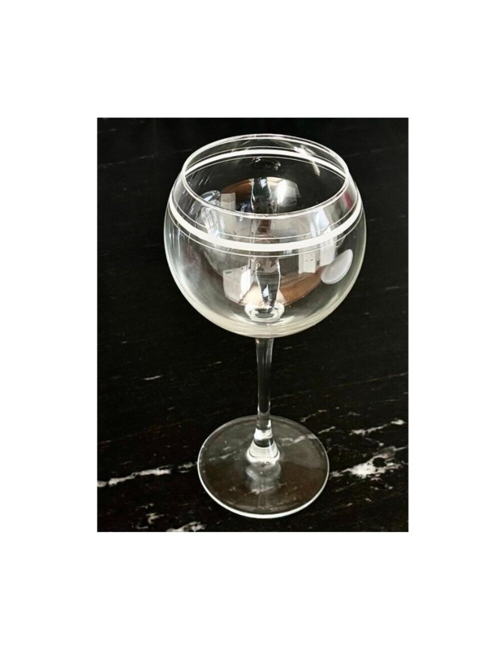 4 Etched Crystal Wine Glasses Set of Balloon Goblets Red Wine Glasses Modern